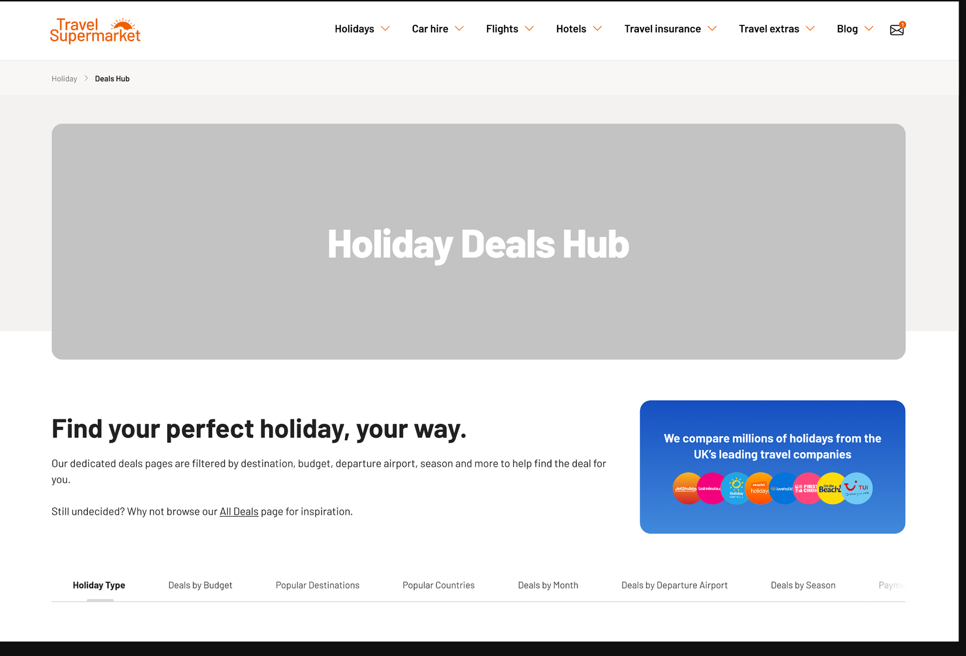 Earliest wireframe testing named category tabs for the Deals Portal