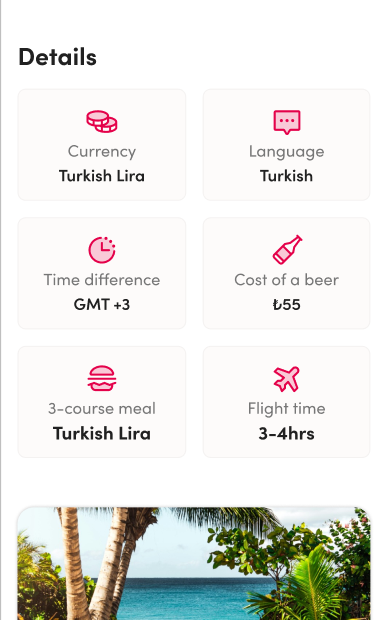 Old mobile Key Facts screen