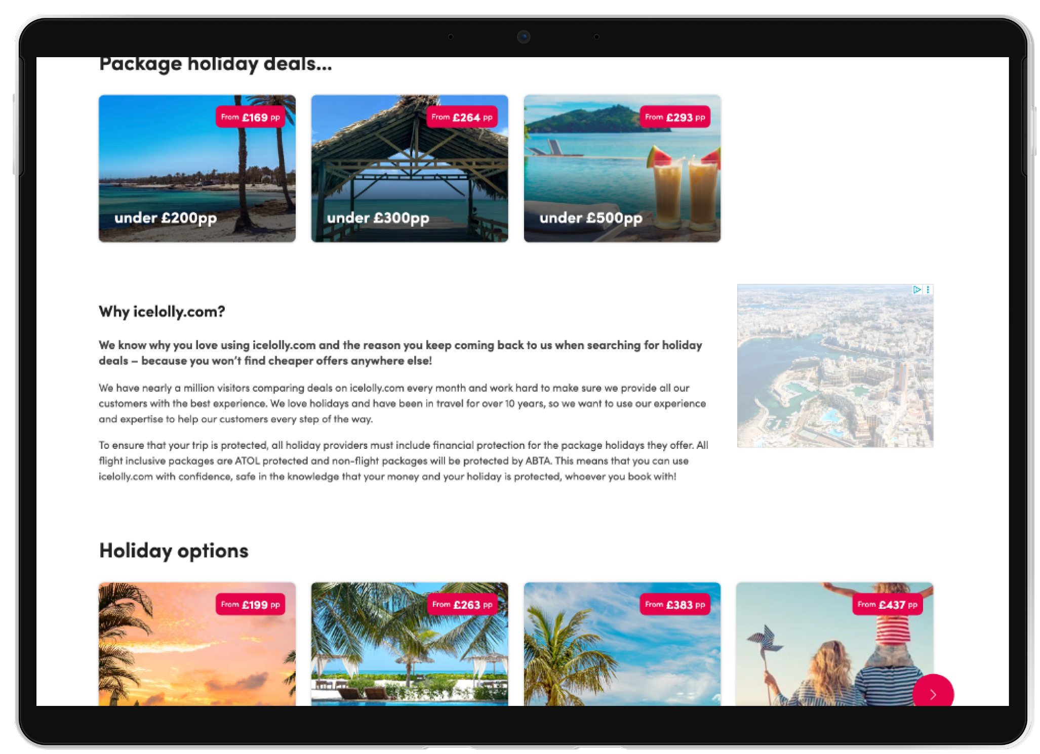 Old Package holiday deals section